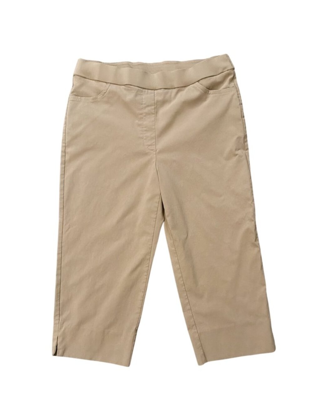 Alfred Dunner Allure Pants Size 8 Flat Front Stretch Clam Diggers Sand Color